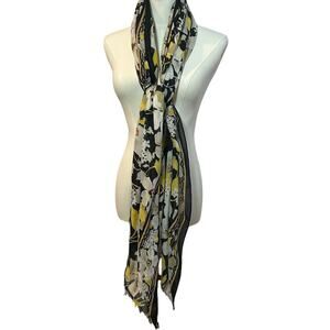 Vera Bradley Floral Scarf Yellow White Black Large Rectangle Polyester Wrap